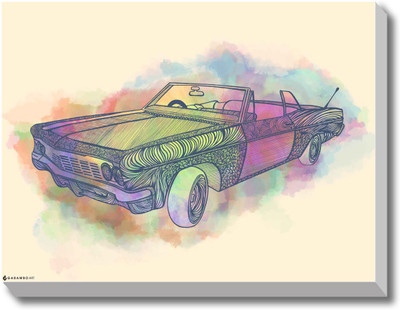 Inked Vintage Car Canvas Art