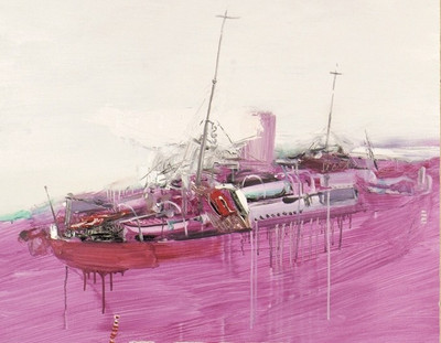 81% OFF on Canvas painting without frame - Pink Boat Canvas Art