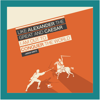 5% OFF on Thinkpot I Am Out To Conquer The World - Jarod Kintz Blue Square Frame Paper Print