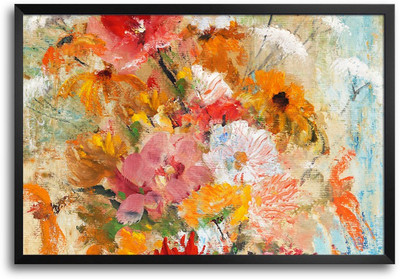 46% OFF on Flower Bouquet Textured Canvas Painting Laminated Framed Paper Print