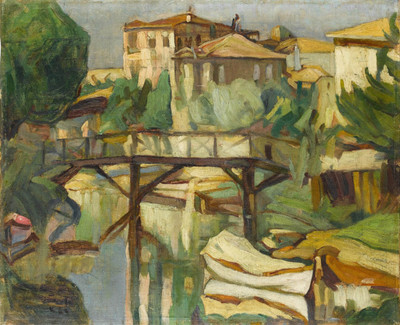 25% OFF on Print of Landscape with Bridge Canvas Art