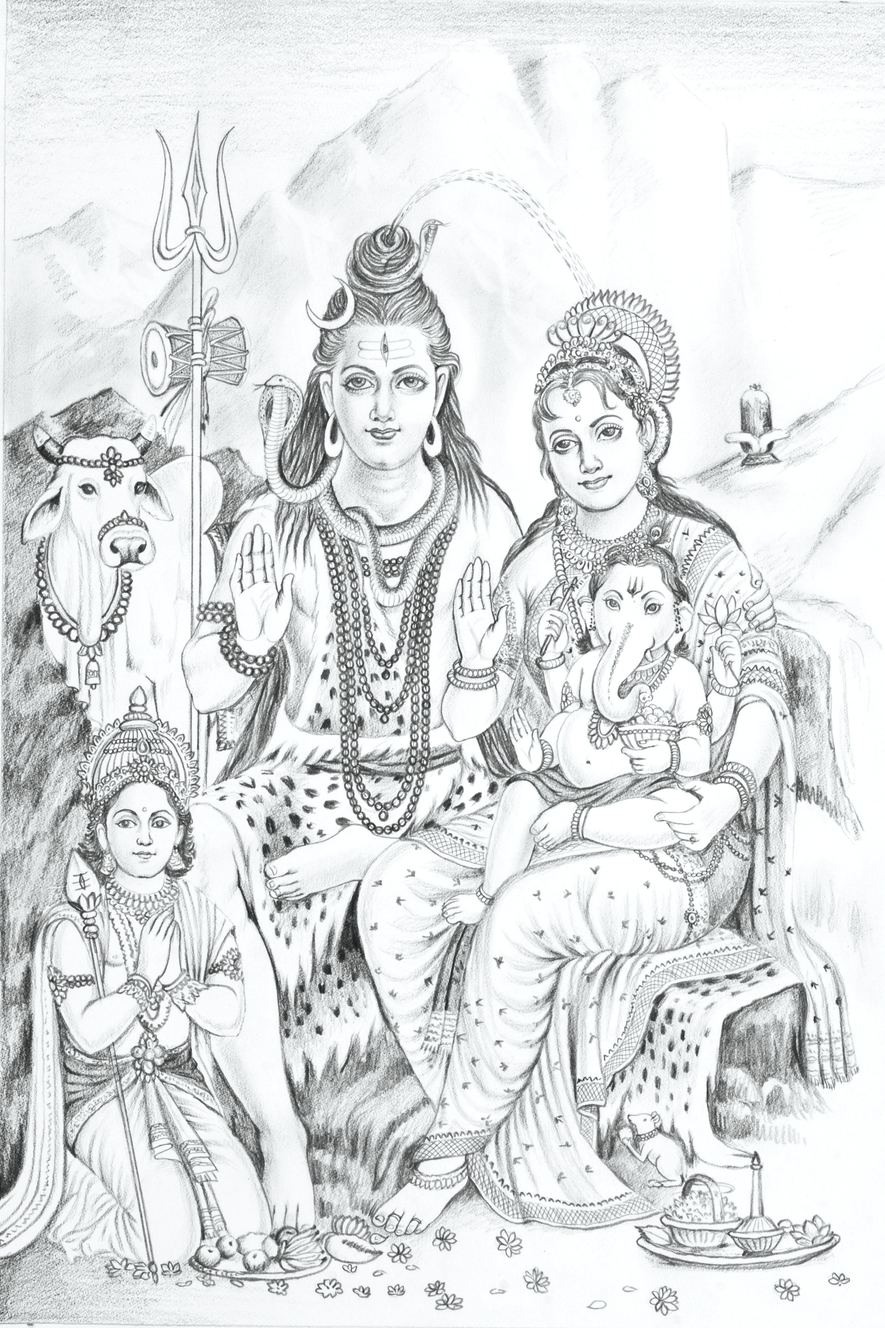 55% OFF on Shiv Parivar Fine Art Print