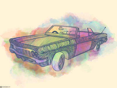 Inked Vintage Car Paper Print Inked Vintage Car Paper Print