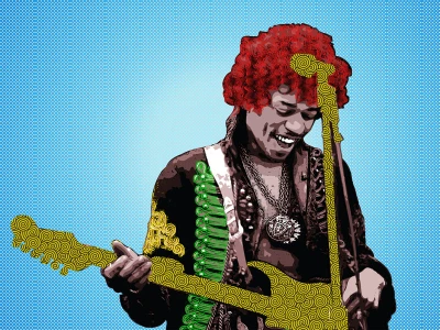 8% OFF on Jimi Hendrix - Blue Paper Print