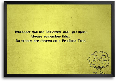 46% OFF on No Stones are Thrown on Fruitless Tree Quote Laminated Framed Paper Print