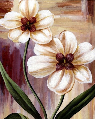 77% OFF on Painting Without Frame - Whte Two Flower Painting Canvas Art