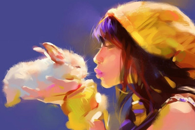 62% OFF on Girl With Rabbit Art Poster Photographic Paper
