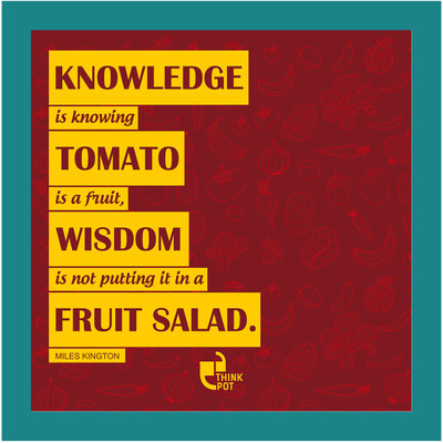 5% OFF on Thinkpot Knowledge V/S Wisdom - Miles Kington Blue Square Frame Paper Print