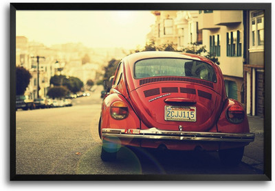 46% OFF on ShopMantra Vinatge Car Laminated Frame Poster Paper Print