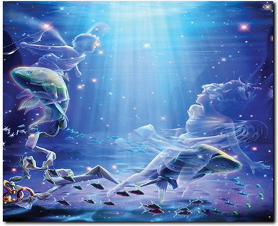 69% OFF on Stybuzz Life Underwater Blue Frameless Canvas Art