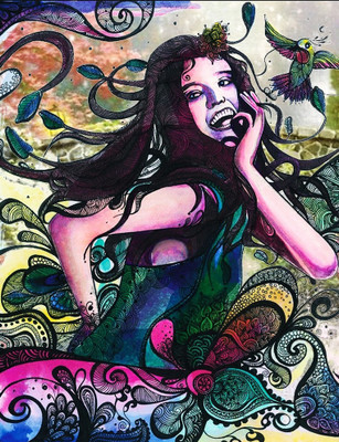 70% OFF on Canvas Painting Without Frame - Abstract Lady Canvas Art