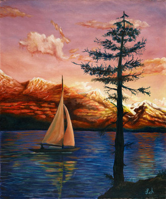 20% OFF on Lone Tree and a Boat Canvas Art