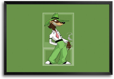 46% OFF on Green Fox Smoking Character Laminated Framed Paper Print