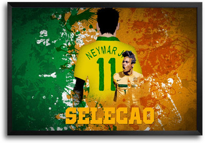 46% OFF on Shopmantra Neymar Brazil Football Laminated Frame Poster Paper Print