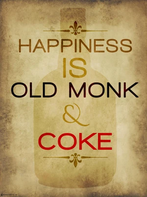 Happiness - Old Monk Paper Print Happiness - Old Monk Paper Print