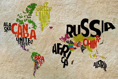 8% OFF on World Map Typo Photographic Paper