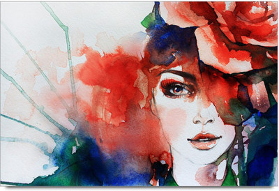 53% OFF on Beautiful Lady Brush Painting Laminated Poster Paper Print