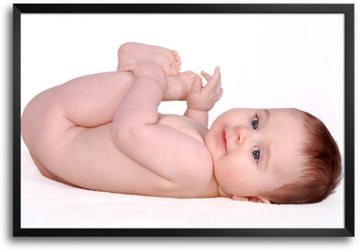 46% OFF on Baby Playing with His Toes Laminated Framed Paper Print
