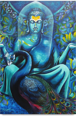 50% OFF on Mahtama Budhha and peacock painting Paper Print