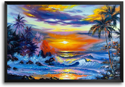 46% OFF on Sunset Lake View Painting Laminated Framed Paper Print 46% OFF on Sunset Lake View Painting Laminated Framed Paper Print