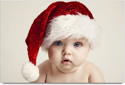 50% OFF on Baby with chritimas cap Paper Print