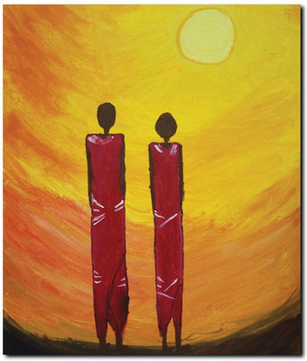 63% OFF on Stybuzz Human Moder Art Yellow Painting Frameless Canvas Art