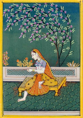 55% OFF on Lady Picking Flowers Mughal Miniature Fine Art Print