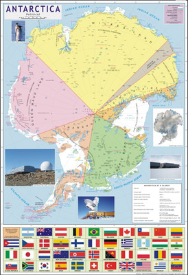 Antarctica Political Map Paper Print