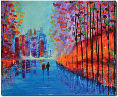 69% OFF on Stybuzz Horsecart Colorful Painting Frameless Canvas Art