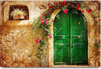 34% OFF on Amy Beautiful Green Door Flower Paper Print