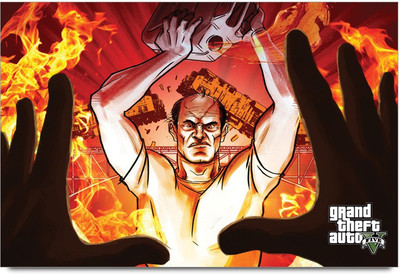 53% OFF on Grand Theft Auto Five Fire Character Illustration Design Laminated Poster Paper Print