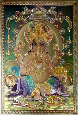 60% OFF on Ganesh ji Golden Poster FCS Fine Art Print