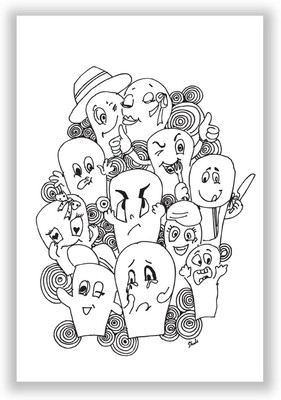 50% OFF on Funny Faces Graphic Illustration Sketch Paper Print