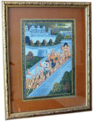 31% OFF on ICB mugal procession painting on silk Canvas Art