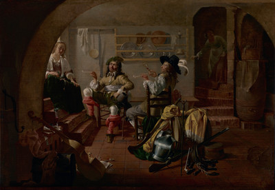 7% OFF on Interior With Soldiers And Women By Jacob Duck Dutch About Fine Art Print