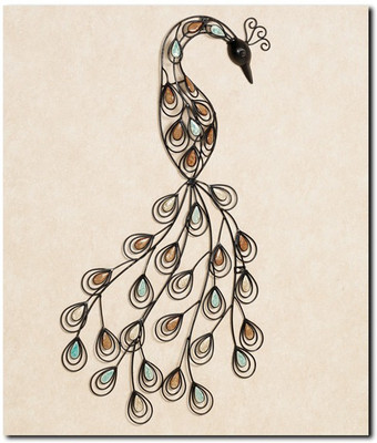 63% OFF on Stybuzz Peacock Painting Art Beige Frameless Canvas Art