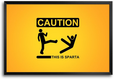46% OFF on ShopMantra Caution Sparta Laminated Frame Poster Paper Print