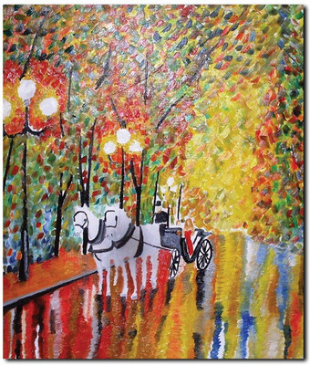 63% OFF on Stybuzz Horsecart Painting Frameless Canvas Art