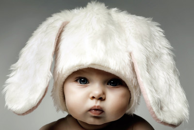 31% OFF on oshi - Cute Baby in a Rabbit Hat Paper Print