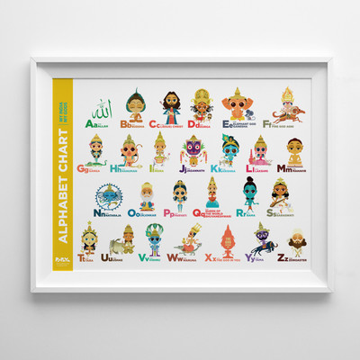 Alphabet Chart My India I My Gods. Paper Print Alphabet Chart My India I My Gods. Paper Print