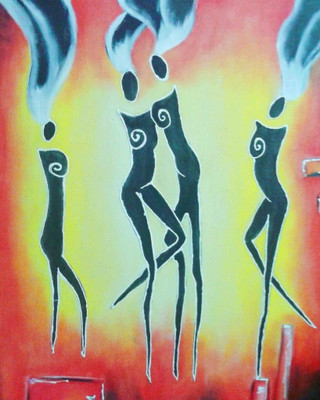 77% OFF on Canvas Painting without Frame - Four Figures Canvas Art