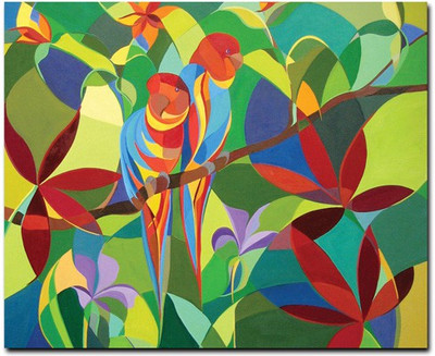 69% OFF on Stybuzz Green Parrot Painting Frameless Canvas Art