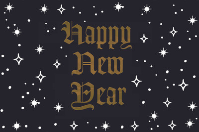 16% OFF on Poster - Golden Happy New Year with Twinkling Stars Paper Print