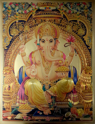 77% OFF on Shree Ganesh Ji Golden FCS Fine Art Print