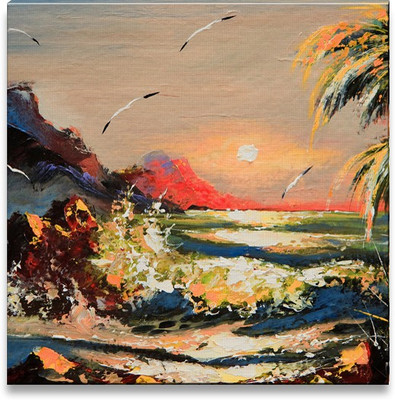 38% OFF on Sea Landscape with Palm Trees and Seagulls Canvas Art