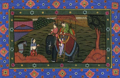 56% OFF on King on Elephant Mughal Miniature Fine Art Print