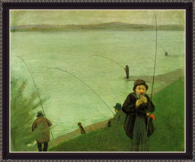 2% OFF on Anglers On The Rhine By Macke - ArtsNyou Printed Paintings Canvas Art