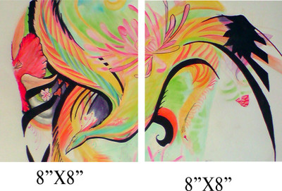 12% OFF on Wonder Images Multi Panel Abstract Bird with Back Framing Canvas Art