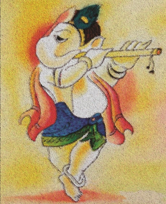 79% OFF on Painting Without Frame - Ganpati Flute Canvas Art