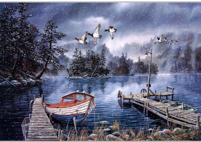 75% OFF on Lake Side BoatPoster (18 x 12 Inches) by Shopkeeda Paper Print